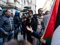 More than 1,000 people march through the center of Turin, Italy, on November 16, 2024, calling for a boycott of Israel and a ceasefire in th...