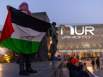 More than 1,000 people march through the center of Turin, Italy, on November 16, 2024, calling for a boycott of Israel and a ceasefire in th...