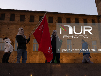 More than 1,000 people march through the center of Turin, Italy, on November 16, 2024, calling for a boycott of Israel and a ceasefire in th...