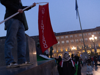 More than 1,000 people march through the center of Turin, Italy, on November 16, 2024, calling for a boycott of Israel and a ceasefire in th...