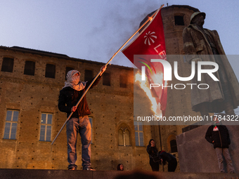 More than 1,000 people march through the center of Turin, Italy, on November 16, 2024, calling for a boycott of Israel and a ceasefire in th...