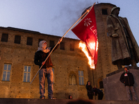 More than 1,000 people march through the center of Turin, Italy, on November 16, 2024, calling for a boycott of Israel and a ceasefire in th...