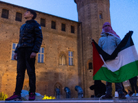 More than 1,000 people march through the center of Turin, Italy, on November 16, 2024, calling for a boycott of Israel and a ceasefire in th...