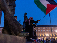 More than 1,000 people march through the center of Turin, Italy, on November 16, 2024, calling for a boycott of Israel and a ceasefire in th...