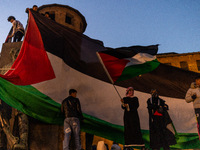 More than 1,000 people march through the center of Turin, Italy, on November 16, 2024, calling for a boycott of Israel and a ceasefire in th...