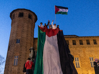 More than 1,000 people march through the center of Turin, Italy, on November 16, 2024, calling for a boycott of Israel and a ceasefire in th...