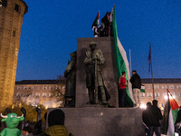 More than 1,000 people march through the center of Turin, Italy, on November 16, 2024, calling for a boycott of Israel and a ceasefire in th...