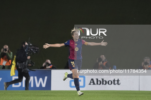 Alexia Putellas of FC Barcelona celebrates a goal during the LIGA F match between Real Madrid and FC Barcelona at Alfredo Di Stefano stadium...