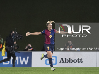 Alexia Putellas of FC Barcelona celebrates a goal during the LIGA F match between Real Madrid and FC Barcelona at Alfredo Di Stefano stadium...