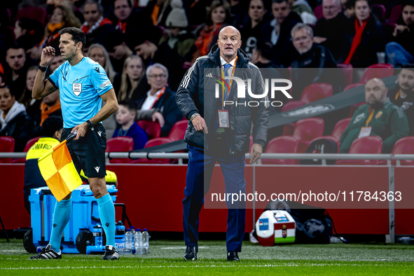 Hungary trainer Marco Rossi is present during the match between the Netherlands and Hungary at the Johan Cruijff ArenA for the UEFA Nations...