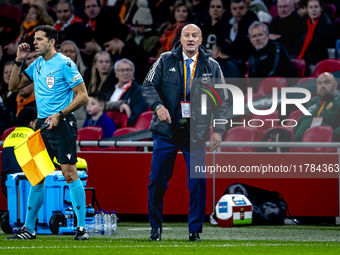 Hungary trainer Marco Rossi is present during the match between the Netherlands and Hungary at the Johan Cruijff ArenA for the UEFA Nations...