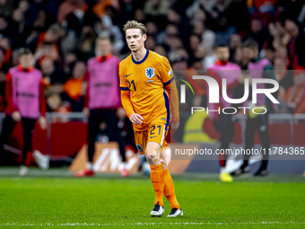 Netherlands midfielder Frenkie de Jong participates in the match between the Netherlands and Hungary at the Johan Cruijff ArenA for the UEFA...