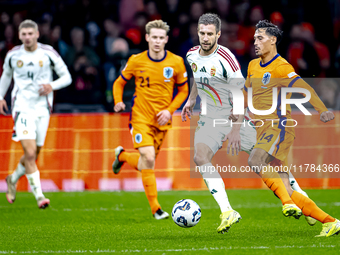 Hungary forward Barnabas Varga and Netherlands midfielder Tijjani Reijnders play during the match between the Netherlands and Hungary at the...