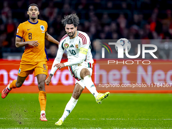 Hungary midfielder Dominik Szoboszlai participates in the match between the Netherlands and Hungary at the Johan Cruijff ArenA for the UEFA...