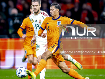 Hungary forward Barnabas Varga and Netherlands midfielder Tijjani Reijnders play during the match between the Netherlands and Hungary at the...