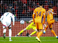 Netherlands forward Cody Gakpo scores the 2-0 during the match between the Netherlands and Hungary at the Johan Cruijff ArenA for the UEFA N...