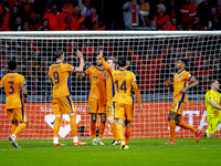 Netherlands forward Cody Gakpo scores the 2-0 and celebrates the goal during the match between the Netherlands and Hungary at the Johan Crui...