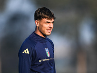 Daniel Maldini of Italy participates in an Italy training session at BPER Training Centre in Appiano Gentile, Como, Italy, on November 16, 2...