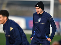 Nicolo Barella of Italy participates in an Italy training session at BPER Training Centre in Appiano Gentile, Como, Italy, on November 16, 2...