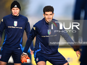 Giovanni Di Lorenzo of Italy participates in an Italy training session at BPER Training Centre in Appiano Gentile on November 16, 2024, in C...