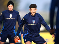 Giovanni Di Lorenzo of Italy participates in an Italy training session at BPER Training Centre in Appiano Gentile on November 16, 2024, in C...