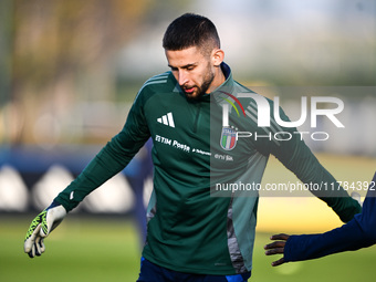 Guglielmo Vicario of Italy participates in an Italy training session at BPER Training Centre in Appiano Gentile, Como, Italy, on November 16...