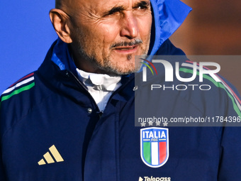 Head coach of Italy, Luciano Spalletti, looks on during an Italy training session at BPER Training Centre in Appiano Gentile, Como, Italy, o...