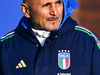 Head coach of Italy, Luciano Spalletti, looks on during an Italy training session at BPER Training Centre in Appiano Gentile, Como, Italy, o...