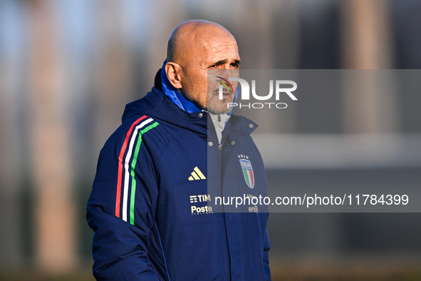 Head coach of Italy, Luciano Spalletti, looks on during an Italy training session at BPER Training Centre in Appiano Gentile, Como, Italy, o...