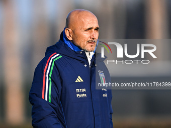 Head coach of Italy, Luciano Spalletti, looks on during an Italy training session at BPER Training Centre in Appiano Gentile, Como, Italy, o...