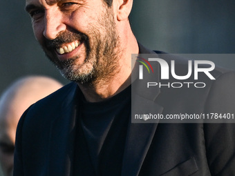 Gianluigi Buffon looks on during an Italy training session at BPER Training Centre in Appiano Gentile, Como, Italy, on November 16, 2024. (