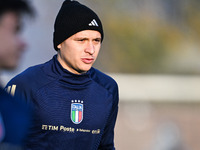 Nicolo Barella of Italy participates in an Italy training session at BPER Training Centre in Appiano Gentile, Como, Italy, on November 16, 2...