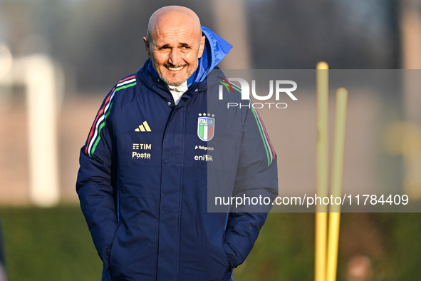 Head coach of Italy, Luciano Spalletti, looks on during an Italy training session at BPER Training Centre in Appiano Gentile, Como, Italy, o...