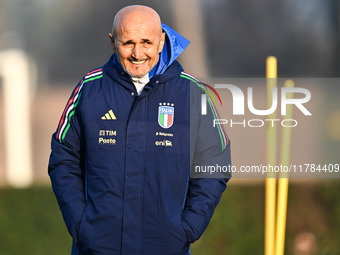 Head coach of Italy, Luciano Spalletti, looks on during an Italy training session at BPER Training Centre in Appiano Gentile, Como, Italy, o...