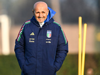 Head coach of Italy, Luciano Spalletti, looks on during an Italy training session at BPER Training Centre in Appiano Gentile, Como, Italy, o...