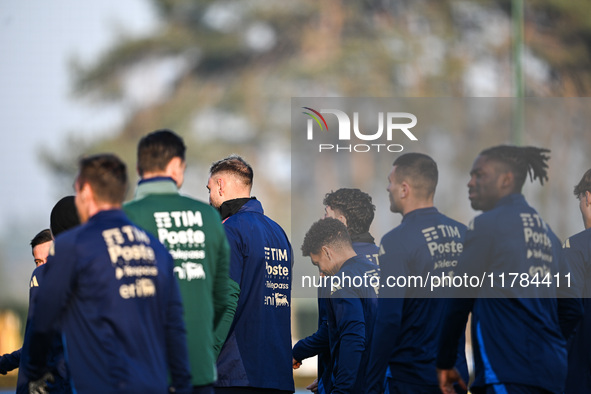 The team of Italy is in action during an Italy training session at BPER Training Centre in Appiano Gentile, Como, Italy, on November 16, 202...