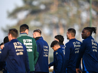 The team of Italy is in action during an Italy training session at BPER Training Centre in Appiano Gentile, Como, Italy, on November 16, 202...