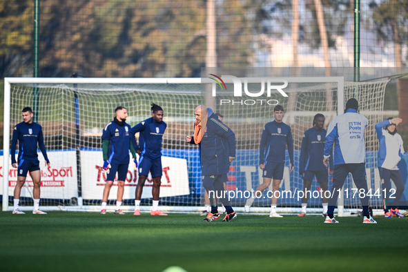 Head coach of Italy, Luciano Spalletti, participates in an Italy training session at BPER Training Centre in Appiano Gentile, on November 16...