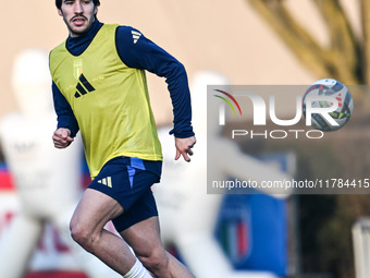 Sandro Tonali of Italy participates in an Italy training session at BPER Training Centre in Appiano Gentile on November 16, 2024, in Como, I...