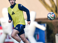 Sandro Tonali of Italy participates in an Italy training session at BPER Training Centre in Appiano Gentile on November 16, 2024, in Como, I...