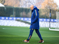 Head coach of Italy, Luciano Spalletti, attends an Italy training session at BPER Training Centre in Appiano Gentile on November 16, 2024, i...