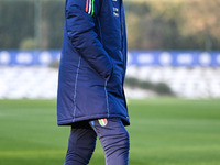 Head coach of Italy, Luciano Spalletti, reacts during an Italy training session at BPER Training Centre in Appiano Gentile on November 16, 2...