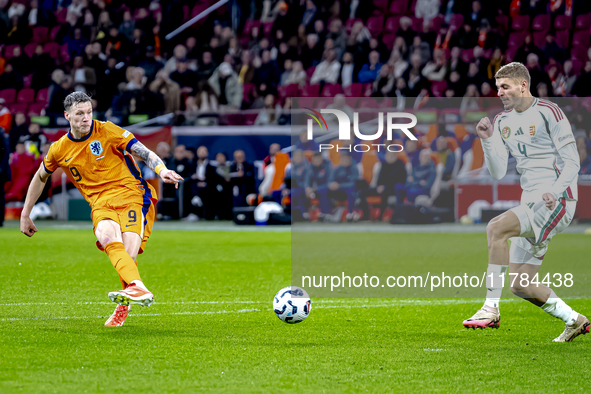 Netherlands forward Wout Weghorst plays during the match between the Netherlands and Hungary at the Johan Cruijff ArenA for the UEFA Nations...