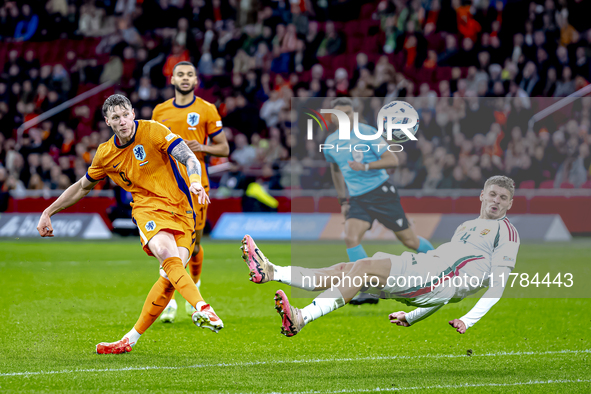 Netherlands forward Wout Weghorst plays during the match between the Netherlands and Hungary at the Johan Cruijff ArenA for the UEFA Nations...