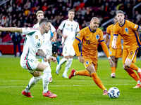 Hungary midfielder Zsolt Nagy and Netherlands forward Donyell Malen participate in the match between the Netherlands and Hungary at the Joha...