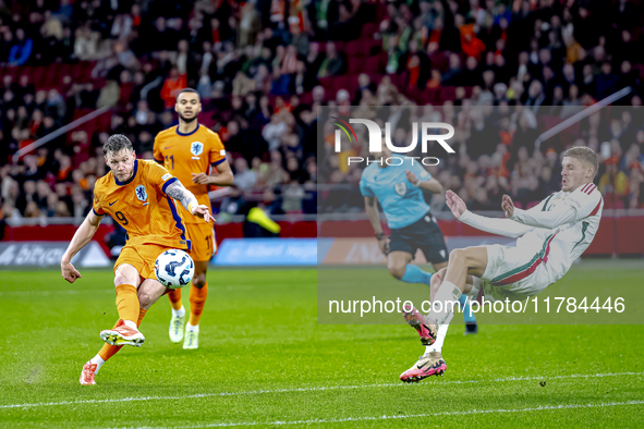 Netherlands forward Wout Weghorst plays during the match between the Netherlands and Hungary at the Johan Cruijff ArenA for the UEFA Nations...