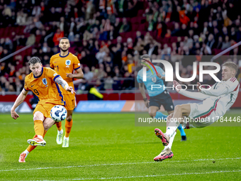 Netherlands forward Wout Weghorst plays during the match between the Netherlands and Hungary at the Johan Cruijff ArenA for the UEFA Nations...