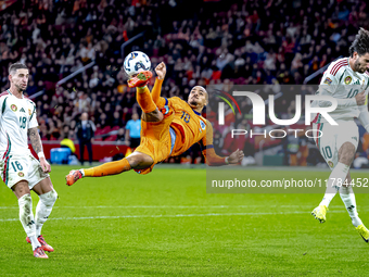 Netherlands forward Donyell Malen participates in the match between the Netherlands and Hungary at the Johan Cruijff ArenA for the UEFA Nati...