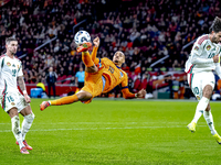 Netherlands forward Donyell Malen participates in the match between the Netherlands and Hungary at the Johan Cruijff ArenA for the UEFA Nati...