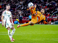 Netherlands forward Donyell Malen participates in the match between the Netherlands and Hungary at the Johan Cruijff ArenA for the UEFA Nati...